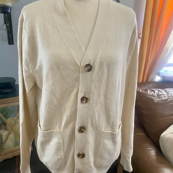 NWT Goodfellow & Co Men's Cream Cardigan Sweater - Picture 3 of 7